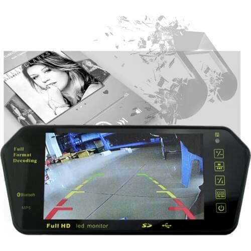 7 Inch Color TFT LCD MP5 Car Rear View Mirror Monitor Auto Parking Monitor TF/USB bluetooth For Reverse Camera