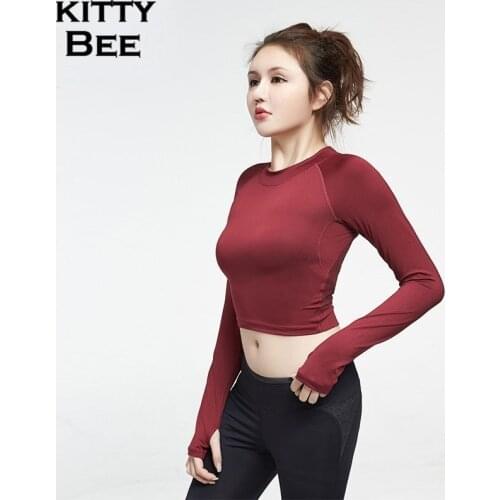 Jersey Women Sport Top Fitness Women Sport Yoga Shirt Long Sleeve Thumb Hole Yoga Crop Top Breathable Running T-shirt Sportswear