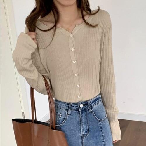 Womens Round Neck Loose And Versatile Knitted Sunscreen Long Sleeves Cardigan Tops