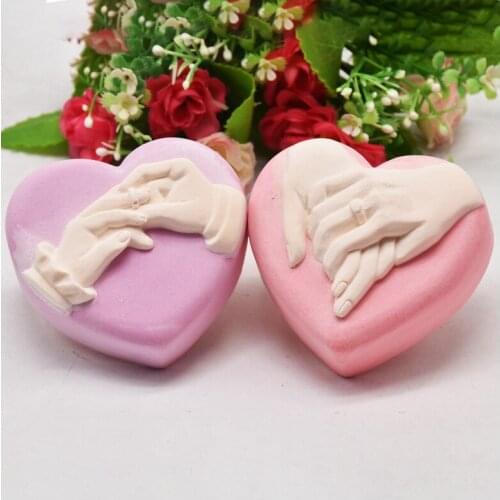 3d Heart Shape Hand In made Flexible Silicone Soap Mold Stome Making Supplies Chocolate Cake Decor