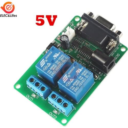 5V 2 Channel RS232 Serial DB9 Control Relay Module Switch Board SCM PC Relays 9V-12V
