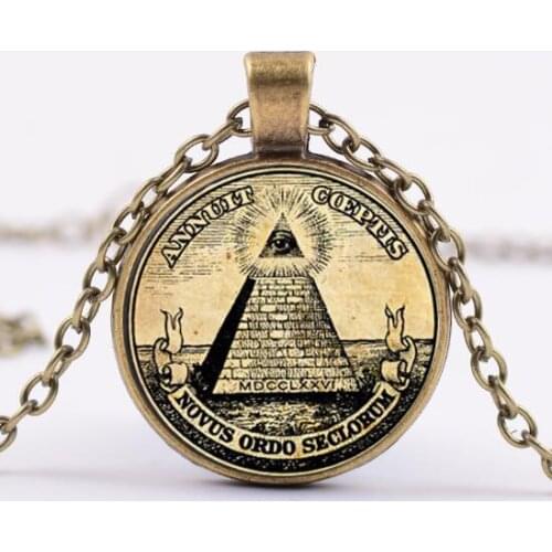 60pcs/lot Freemason All-Seeing Evil Eye Illuminati Antique Charm Pendant Necklace With Chain Free Mason Masonic Jewelry 4 Colors