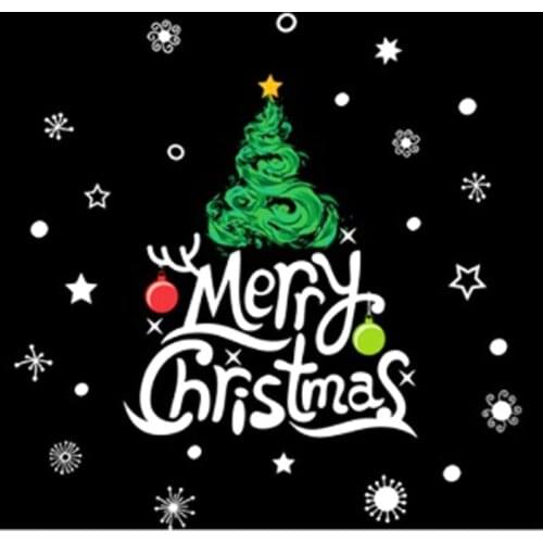 DIYMerryChristmas Decor Christmas Tree Letters Wall Stickers Art Decal Mural Glass Window Wall Sticker Xmas Home Room Decoration