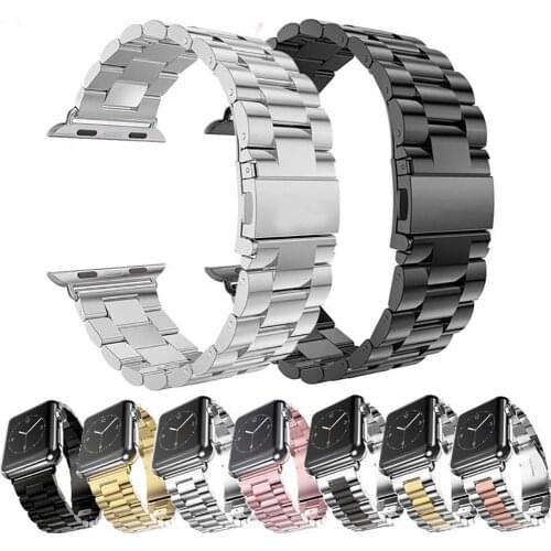 For Apple watch 6 SE band stainless steel bracelet 38mm 42mm 40mm 44mm Iwatch three fine steel sports watch band 4321 Series 5