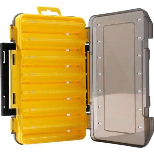 Double Sided Fishing Tackle Box 12 14 Compartments Lure Hook Storage Box Fishing Plastic Storage Case