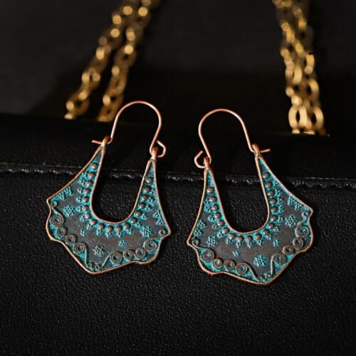 Ethnic Gypsy Geometry Earrings 2020 Womens Vintage Alloy Carved Tribe Dangle Earrings Indian Jewelry