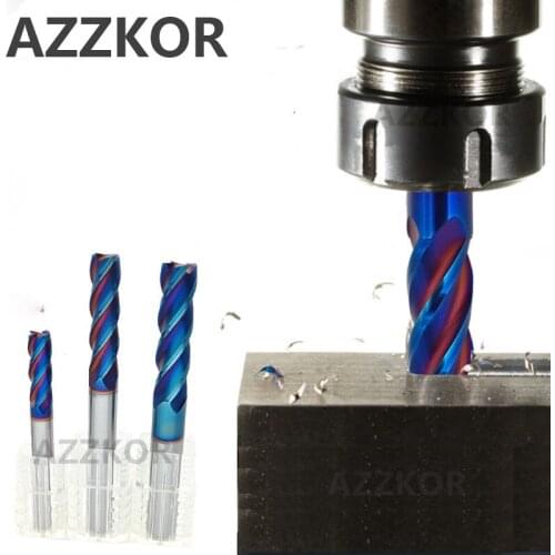 AZZKOR Milling Cutter Alloy Coating Tungsten Steel Tool Hrc70 Lengthening Face Mill Top Endmills