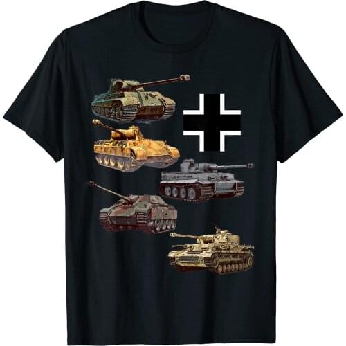 German Tanks WW2 V Panther Jagdpanther Tiger 1 Tiger 2 Men T-Shirt Short Casual 100% COTTON O-Neck t shirts