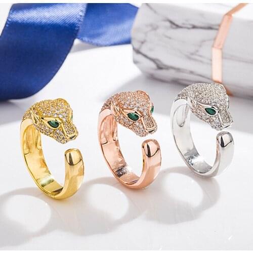 Z & Versaille-Crystal Inlaid Leopard Ring for Women Personality Unisex Ring Party Jewelry Gift