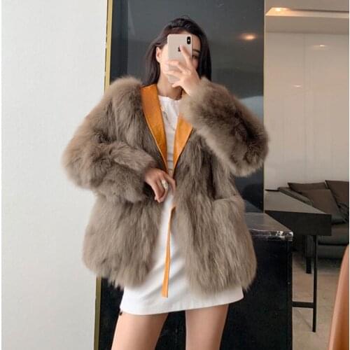 Suit collar fur leather coats womens warm black loose faux mink fur leather jackets women autumn clothes winter thicken fashion