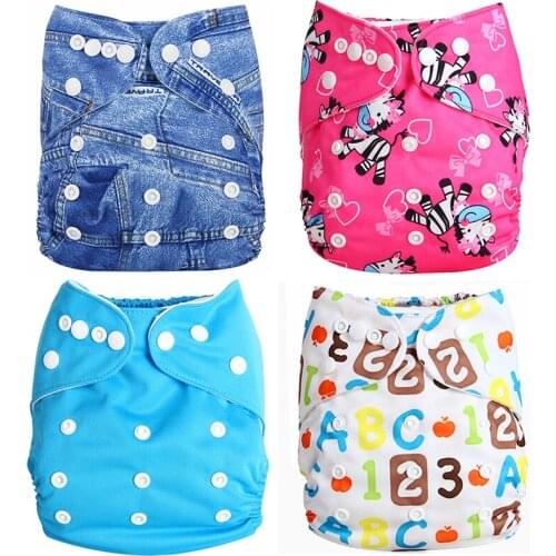 Fashion Washable Newborn Baby Cloth Diapers Pocket Waterproof Cartoon Cute Girls Boys Diapers Reusable Cloth Nappy Suit 0-2years