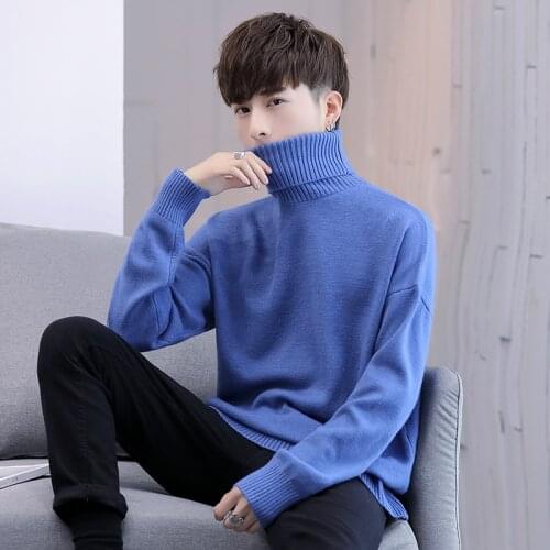 Men Sweaters Black Red Blue Pullovers Turtleneck Sweater Men Warm Sweater Casual Mens Fall Sweater