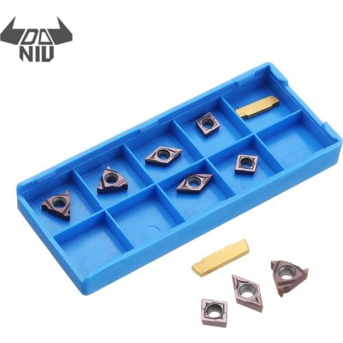 DANIU 7Pcs/set Carbide Insert Set 2*CCMT060204+2*DCMT070204+11IR+11ER+MGMN200 for 10mm Shank Turning Tool Holder