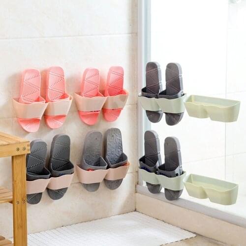 Wall Mount Slippers Hanging Shelf Holder Storage Rack Foldable Shoes Rack Double-layer Slippers Storage Organizer Zapatero