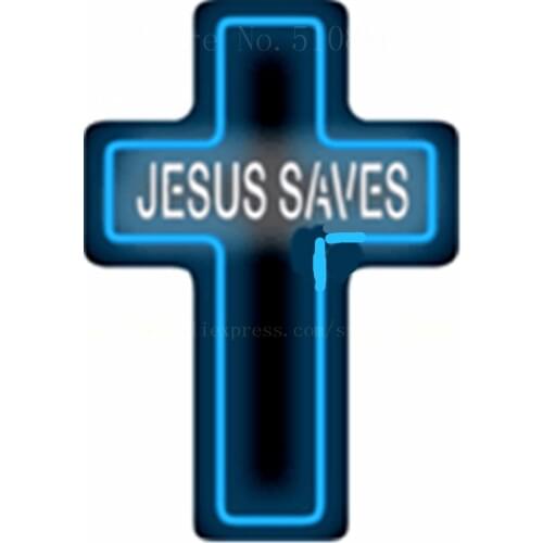 17*14" Cross with Jesus Saves NEON SIGN REAL GLASS BEER BAR PUB LIGHT SIGNS store display Restaurant Shop Advertising Lights