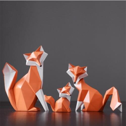 Nordic Modern Resin Abstract Geometric Fox Crafts Desktop Ornaments Creative Office Home Decorations Animal Crafts