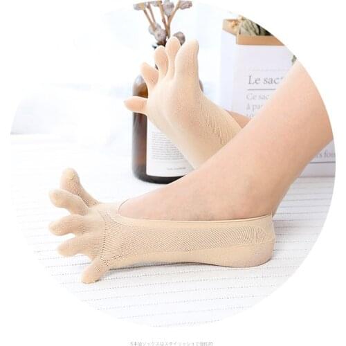 Socks Womens Invisible Transparent Summer Funny Toe Socks With Fingers Girl Kawai Cute Silicone Mesh Nylon Short Sheer White