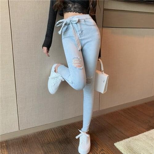 New spring and autumn Fashion casual sexy brand Short female girls cotton high waist stretch skinny pencil jeans