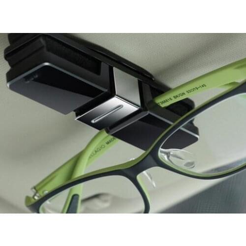 New ABS Plastic Car Glasses Holder Case Cards Clip Sun Visor Clamp