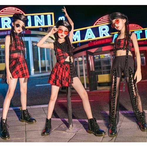 New Children Hip Hop Costume Girls Stage Performance Clothes Jazz Dance Outfit Street Dancing Wear Modern Dancer Suit DNV13745