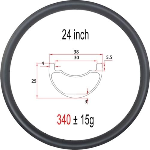 LIENGU 2021 New 340g 24 Inch 38mm x 25mm Tubeless Carbon Rim For Dog Racing Bike Wheel