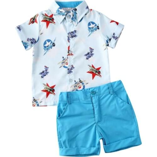Boy Clothes 2PCS Toddler Baby Boy Summer Formal Clothes Gentleman Short Sleeve Shirt Tops+Pants Outfit Size 2-6Y
