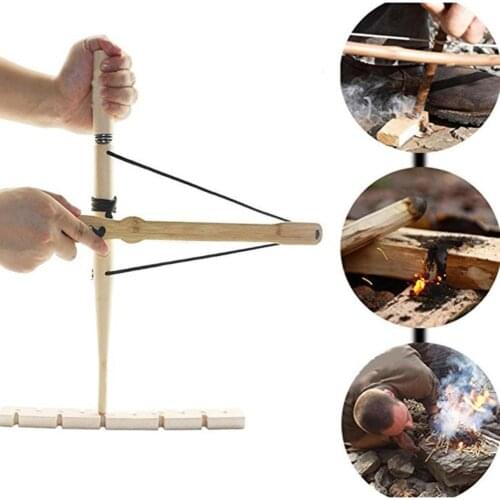 Portable Fire Tools Bow Drill Kit Fire Starter Primitive Wood Outdoor Survival Tool Parent-Child Toys Outreach Training Igniter