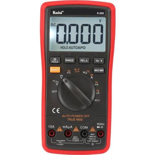 K-890 Professional Auto Range Multimeter LCD Display for Phone Repair AC DC Ammeter Voltmeter