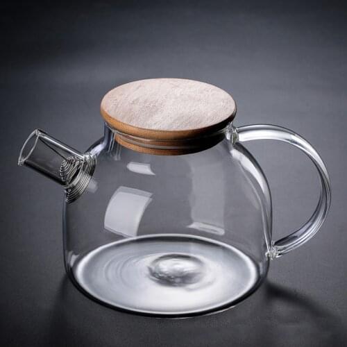 1000-1800ML Transparent Heat-resistant Transparent Glass Teapot Kettle with Stainless Steel Filter Element Coffee Tea Herbal Pot
