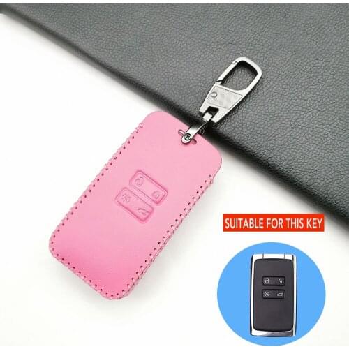 4Button Hot Sale Leather Remote Control Car Key Case Cover For Renault Koleos Kadjar Keychain Holder Protector Wallet Auto Parts