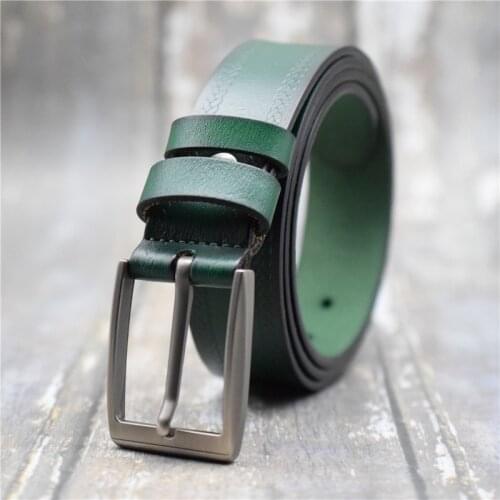 Genuine Leather Belt Women/men Black/blue/green/coffee Pin Buckle Designer Belt 3.3CM Width Female/male Waist Belt 90-130CM