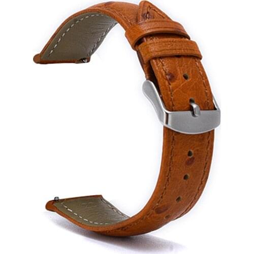 BEAFIRY Watch Band Strap 18mm 19mm 20mm 21mm 22mm Ostrich Pattern Genuine Leather Watchband Brown for fossil huawei Brown Black