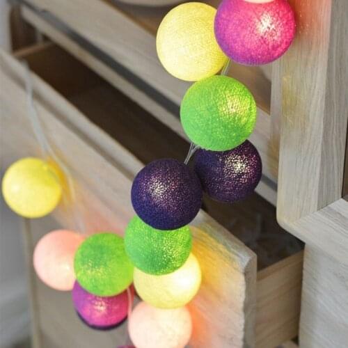 Christmas Party Decorations LED Cotton Ball Garland Lights String Garden Bedroom Wedding Outdoor Tree Lamp Baby Bed Fairy Lights