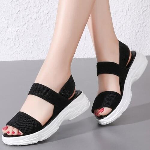 Womens Sandals Comfortable All-Match Hollow Elastic Band Buckle Trifle Bottom Slippers Non-Slip Lightweight Casual Beach Shoes