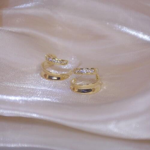 14k Real Gold Plated Fashion Jewelery Crystal Metal C-shaped Exquisite Stud Earrings for Woman Holiday Party Elegant Earring