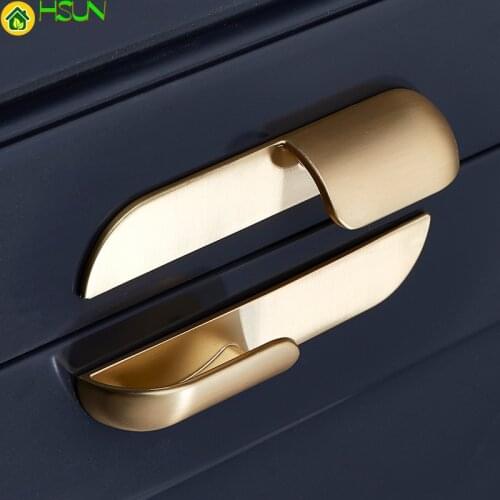 Modern Light Luxury Wardrobe Door Handle Cabinet Handle Golden Drawer Copper Wire Drawing Door Handle New Chinese Style