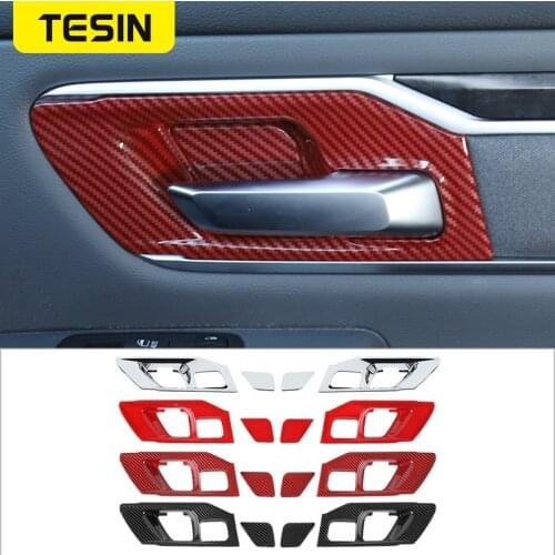 TESIN Interior Accessories for Dodge RAM 1500 Car Inner Door Handle Bowl Decoration Cover Stickers for Dodge RAM 1500 2018-2020