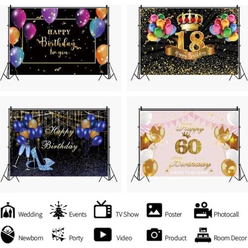 Balloon Crown High Heels Champagne Backdrop Girl Adult Party Decoration Photography Studio Photo Kids Custom Vinyl Background