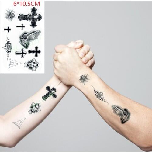 Waterproof Temporary Tattoo Sticker Cross Praying Jesus Tower Body Art Flash Tattoo Fake Tattoo for Women Men