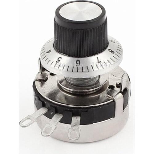 WTH118-2W 10K ohm Round Shaft Carbon Linear Variable w Dial Knob
