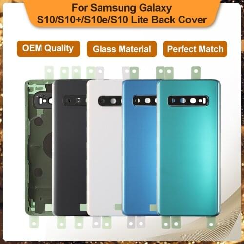 For SAMSUNG Galaxy S10 S10 Plus S10e SM-G973 SM-G975 SM-970F Glass Back Battery Housing Repair Cover Rear Door Case Replacement