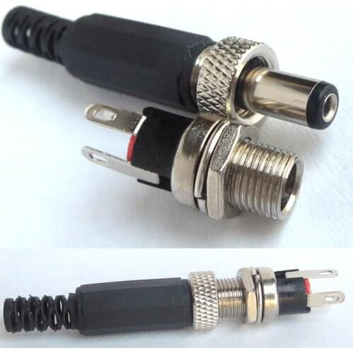 25 set Lockable 5.5mm x 2.1mm DC Plug Copper Power Socket Female Panel Connector