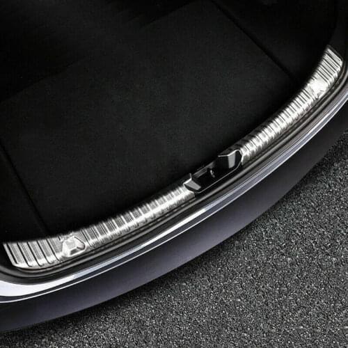 For Tesla Model 3 2018 2019 Stainless Steel Inner Rear Trunk Bumper Foot Trim Tail Door Sill Scuff Protection Plate Car Styling
