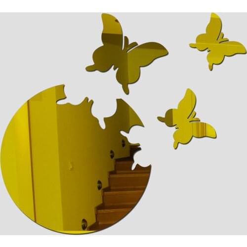 4pcs 3D Butterfly DIY Mirror Wall Sticker Aesthetic Room Decor Stickers Decal Living Room Home Decor Treandy Wall Decoration