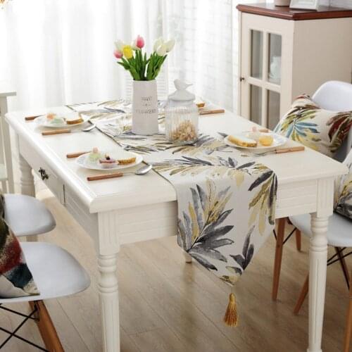 American country Style Jacquard Tablecloth Color Leaves decor table runner Decorative bed flag