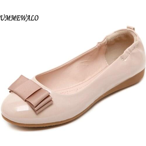 UMMEWALO Flat Shoes Women Patent Leather Ballet Shoes Woman Round Toe Soft Ballerina Flats Ladies Casual Shoes