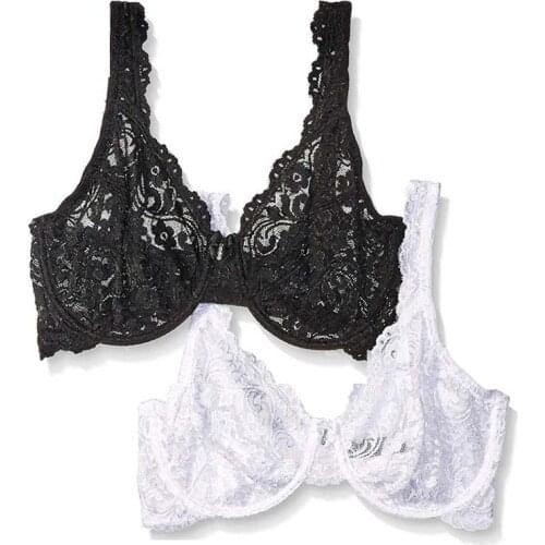 Full Lace Seethrough Bra Women Thin Underwire Bralette Push Up Bra Underwear Sexy Lingerie Plus Size Embroidery Brassiere