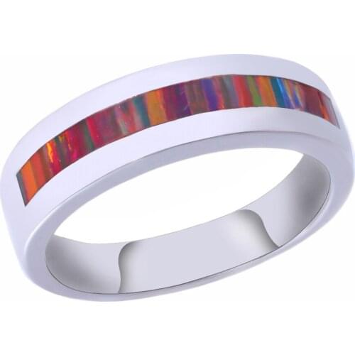 CiNily Created Orange Fire Opal Silver Plated Wholesale Fashion Jewelry for Women Christmas Gift Ring Size 6-9 OJ9262