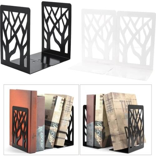 1Pair New Contemporary Mat Simple Metal Bookends Book Ends Pair Black
