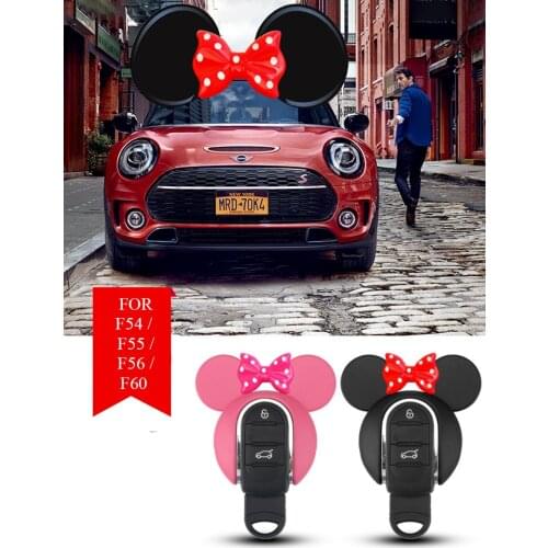 1Pcs Key Cover JCW Cartoon Style Shape 3/4 Button Key Fob Case Shell Keychain Ring Belt For MINI Cooper F54 F55 F56 F57 F60